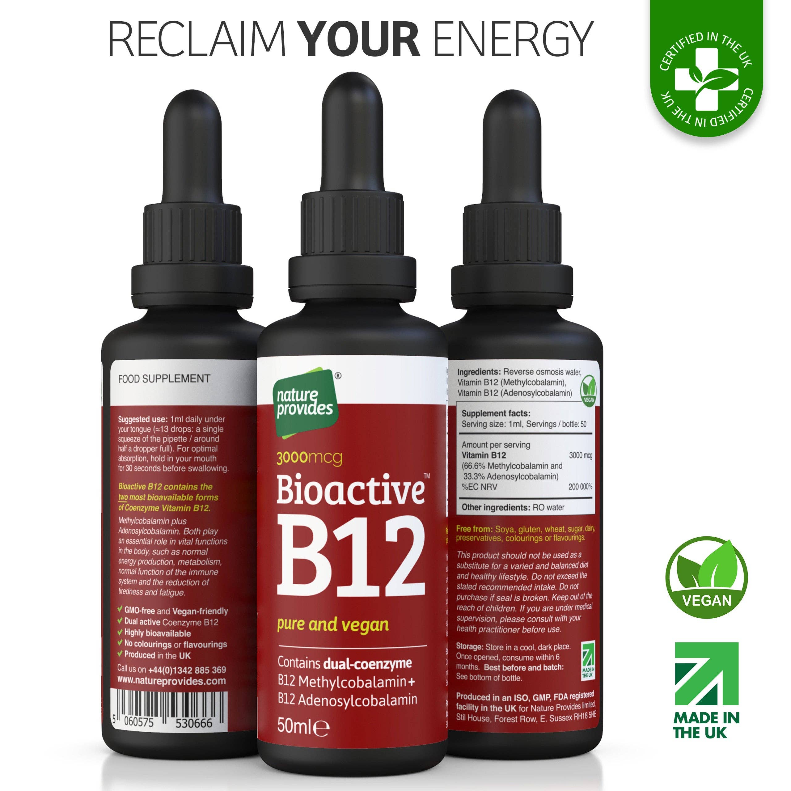 Nature Provides - Wholesale Oral Supplement/Vitamin - Bioactive Liquid Vitamin B12 UK (3000mcg) - 50ml7