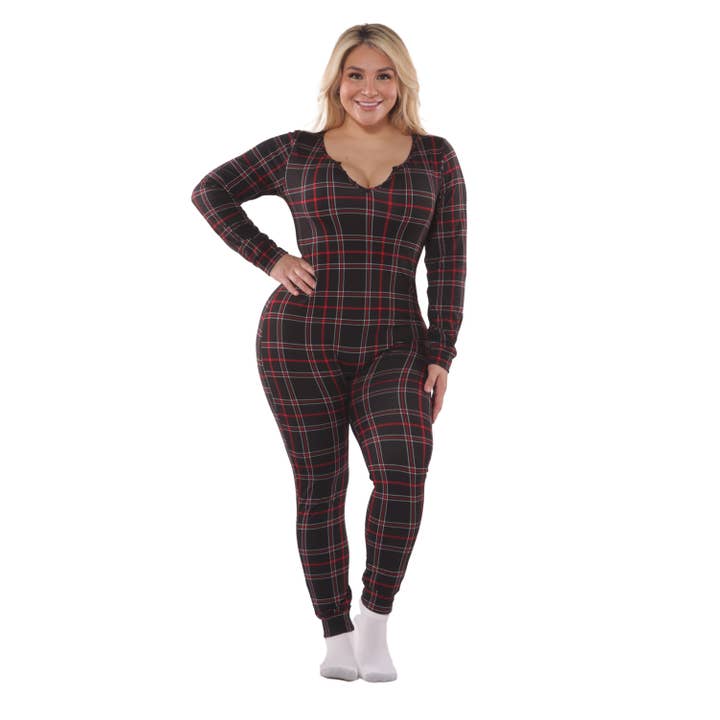 Womens Plus Size Holiday Print Fleece Lined Jumpsuit Onesie and other Purchase Wholesale plus size onesie. Free Returns & Net 60 Terms on Faire trending on Faire.