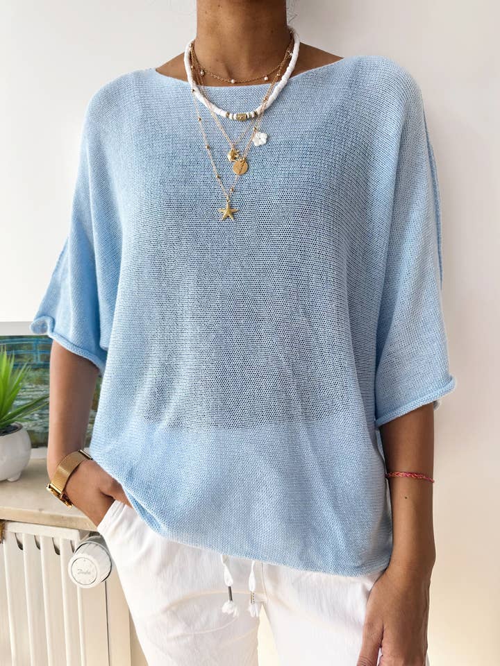 21E22H01-Top aus Baumwollnetz für den Großhandel von ZAFA PARIS