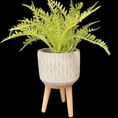 Will's Company - Wholesale Plant Pot - Cement Planter with Tripod Wood Legs - 4 styles, 4.5" H3