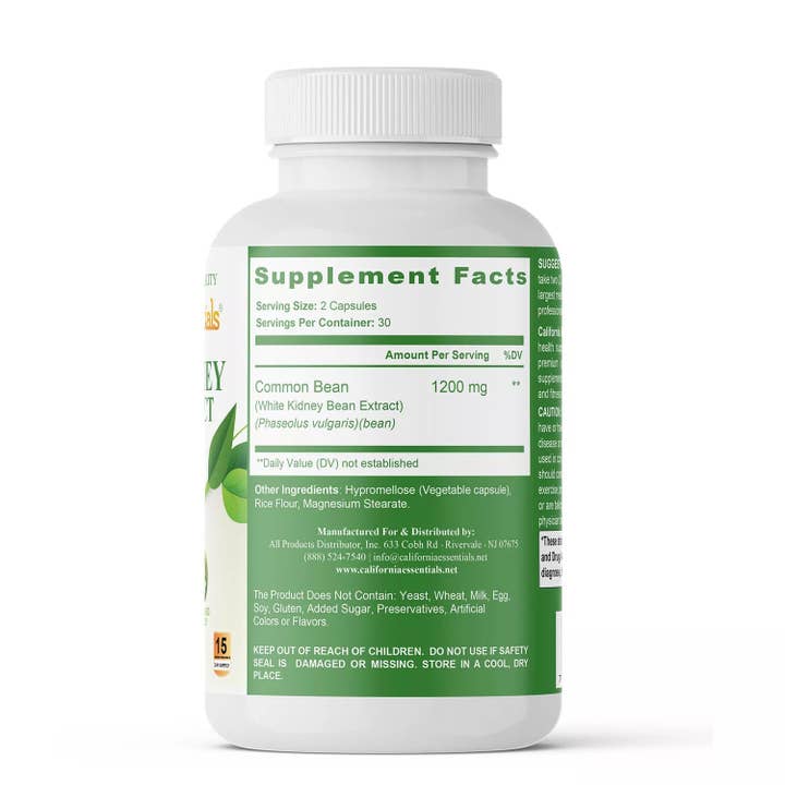 California Essentials - Wholesale Oral Supplement/Vitamin - White Kidney Bean - Block Alpha Amylase, 60 Caps