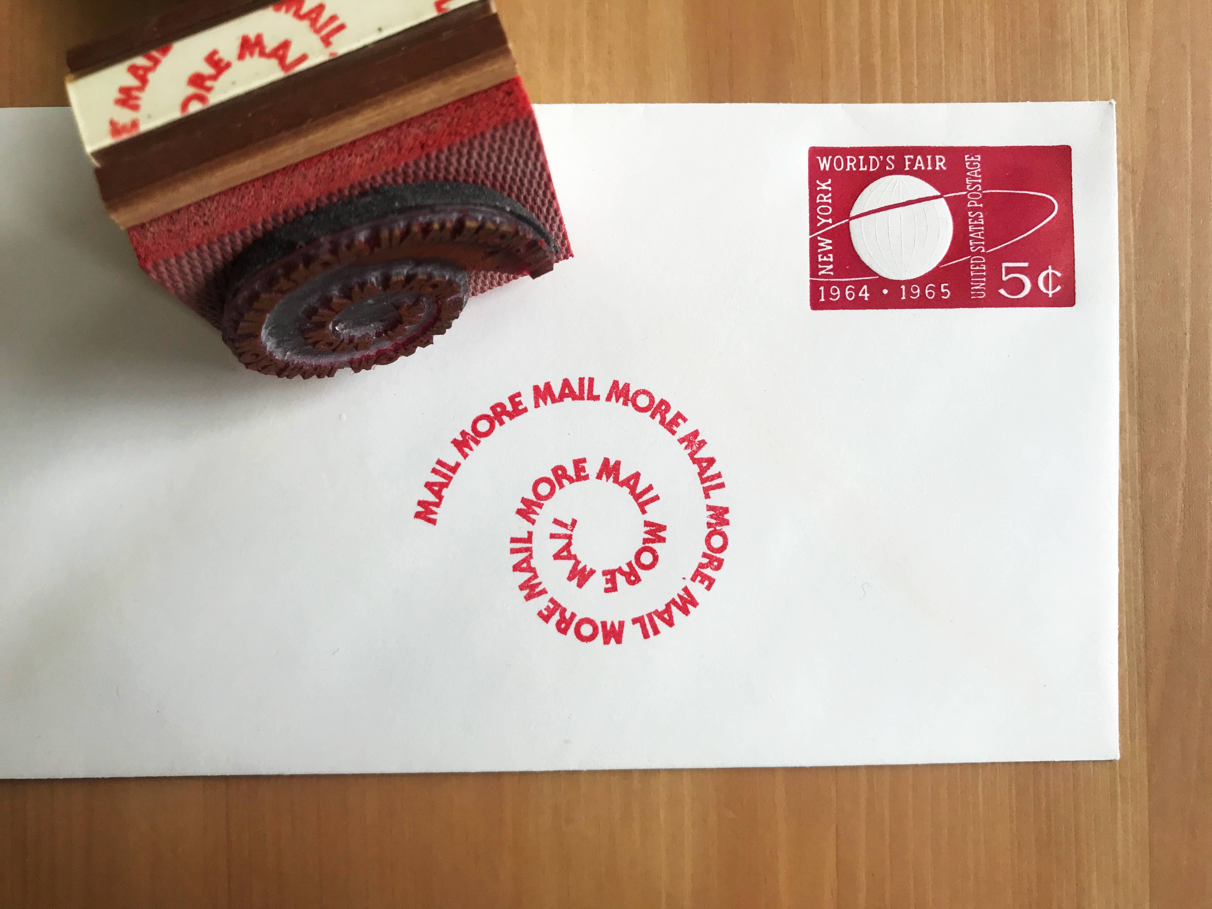 The Portland Stamp Company - Wholesale Rubber/Decorative Stamp - Mail More Mail Spiral - Wooden Handle Rubber Stamp2