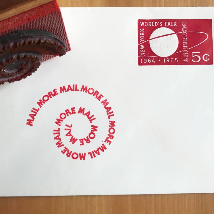 The Portland Stamp Company - Wholesale Rubber/Decorative Stamp - Mail More Mail Spiral - Wooden Handle Rubber Stamp2