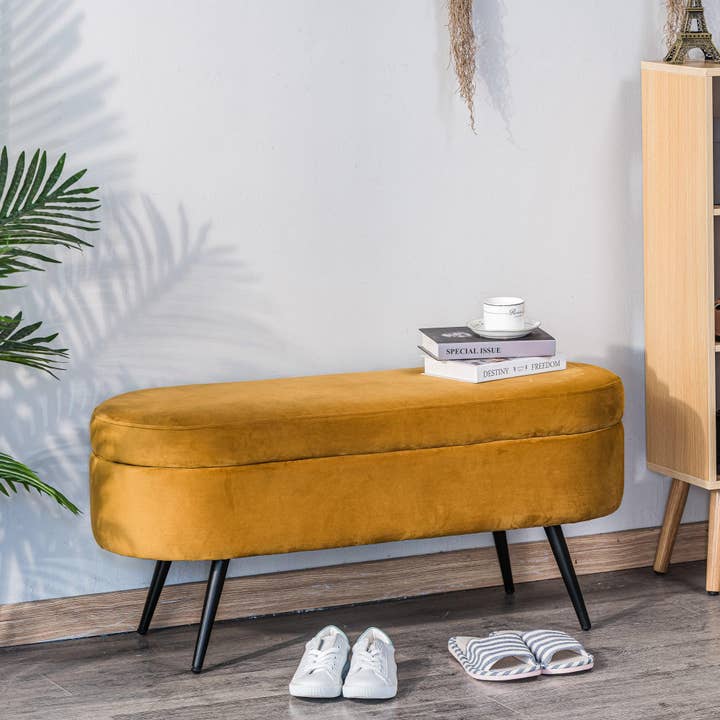 STOCKHOLM Mustard Yellow Velvet Storage Bench for wholesale by Nordlys