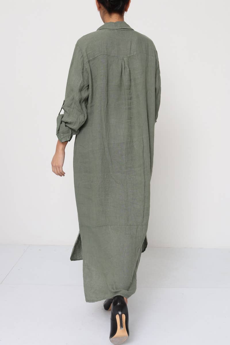LÉA & LUC - Wholesale Dress - Women's - Long shirt dresses in 100% Linen REF. 148423