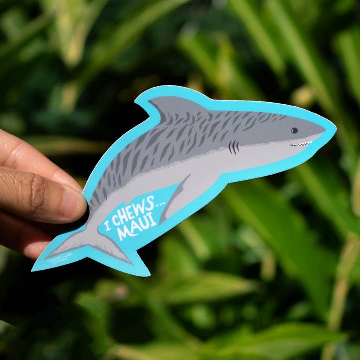 MAUI SHARK STICKER - LARGE for wholesale by Lauren Taylor Creations