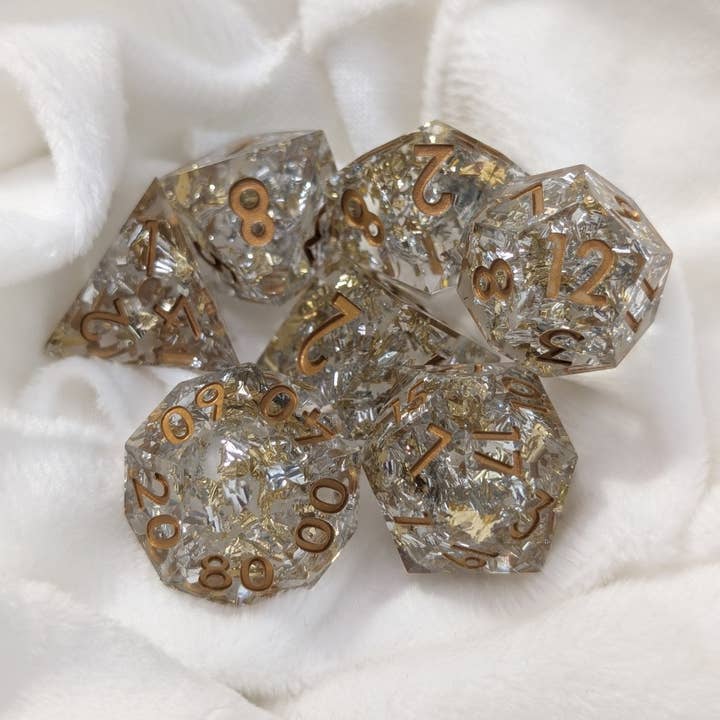 EBONWOOD - Wholesale Dice - Emberlight Veil - 7 Piece Luxury D&D Dice Set3