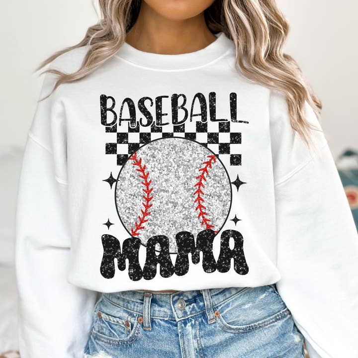 Sudadera retro Baseball Mama, cuello redondo Mom Baseball para venta al por mayor de Dm Crafting