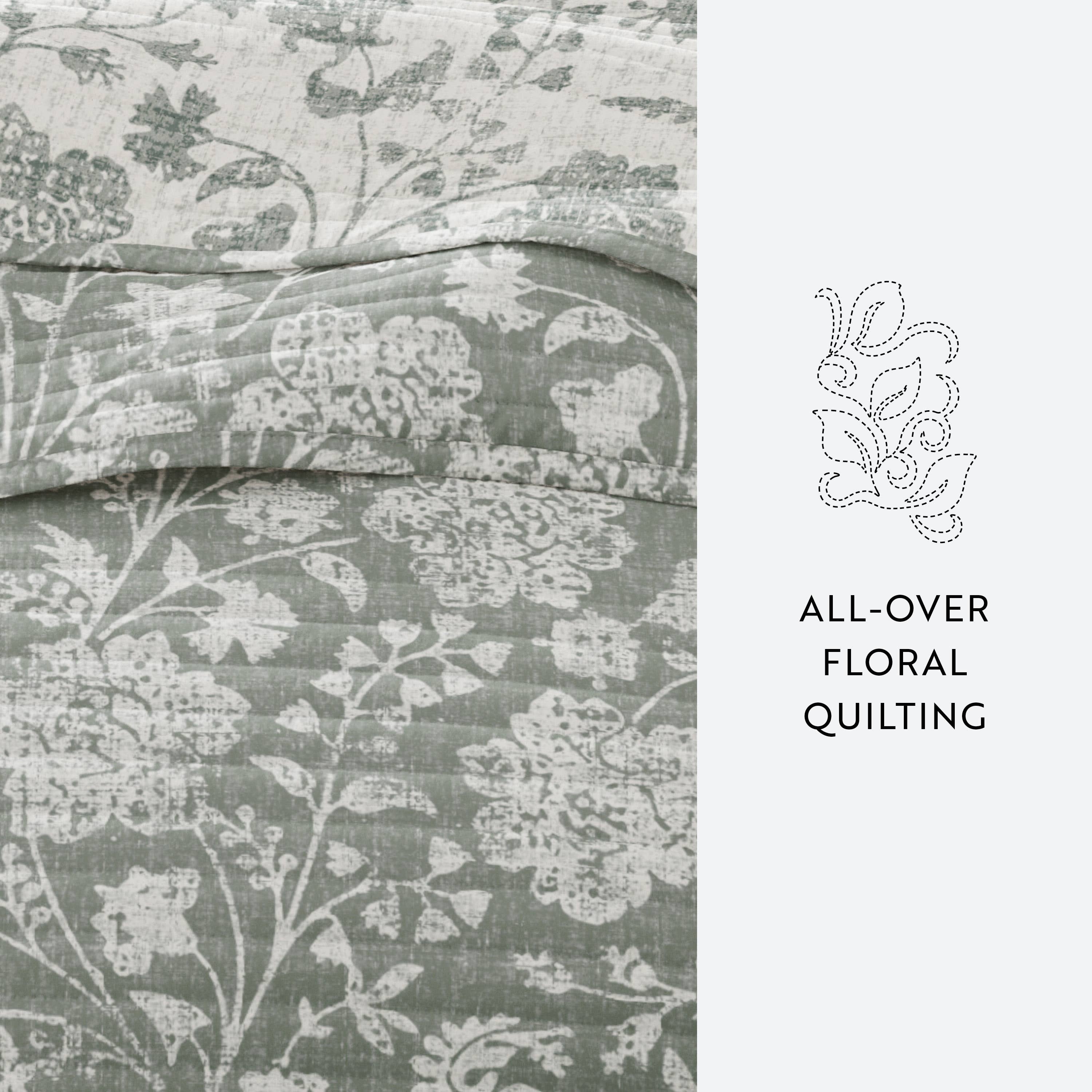 ienjoy Home - Vente Courtepointe - Ensemble de couette réversible à motifs floraux texturés toutes saisons14