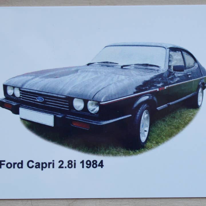 Ford Capri 2.8i 1984 (noir) - Plaque métallique (8,25 x 5,75 po) pour la vente par Witherden's Workshop