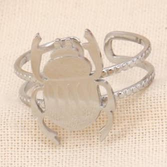 Women's stainless steel double scarab rings ring 0423549 for wholesale by Lilas de Seine