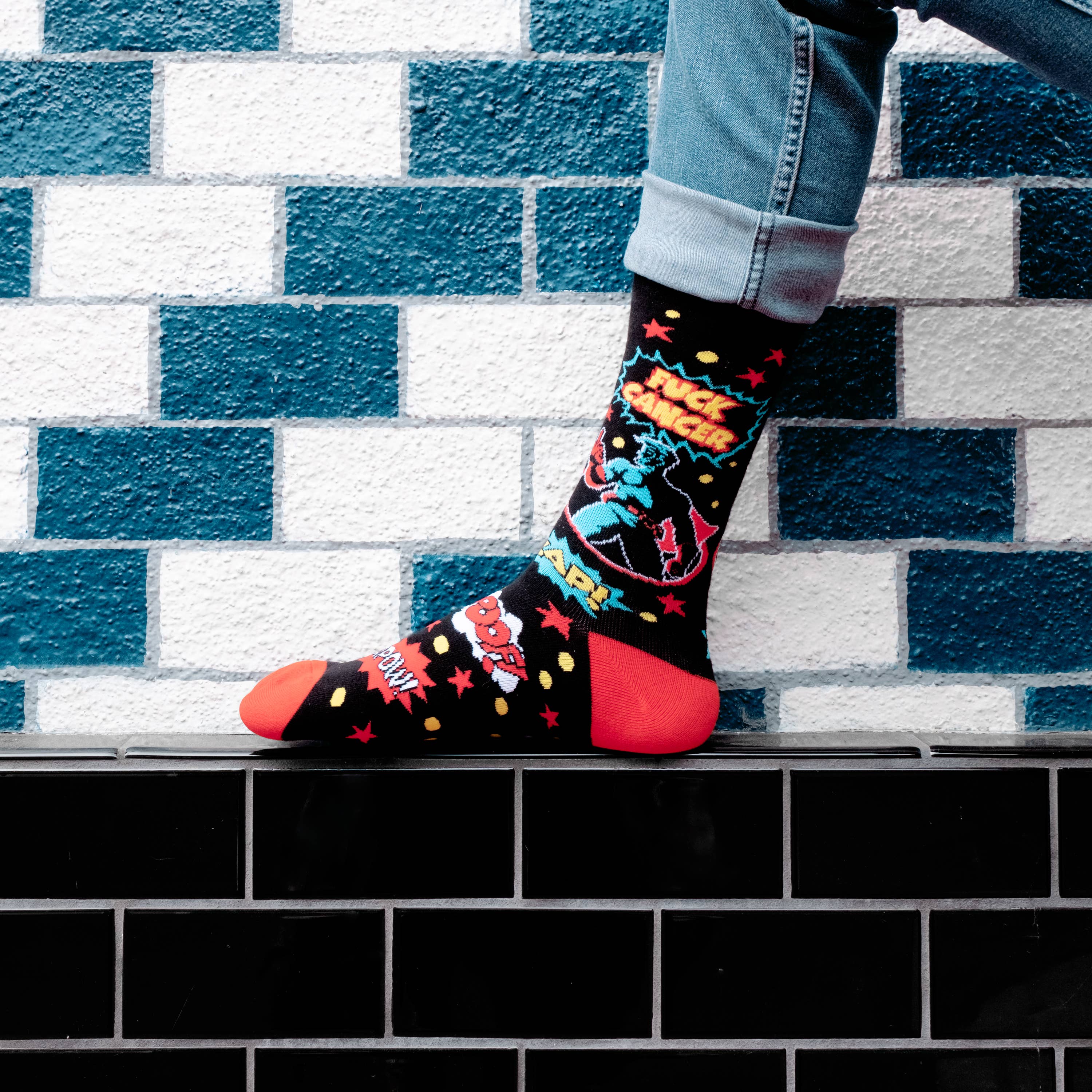 Lavley - Vente Chaussettes – unisexe - Chaussettes de super-héros « F*ck Cancer »5