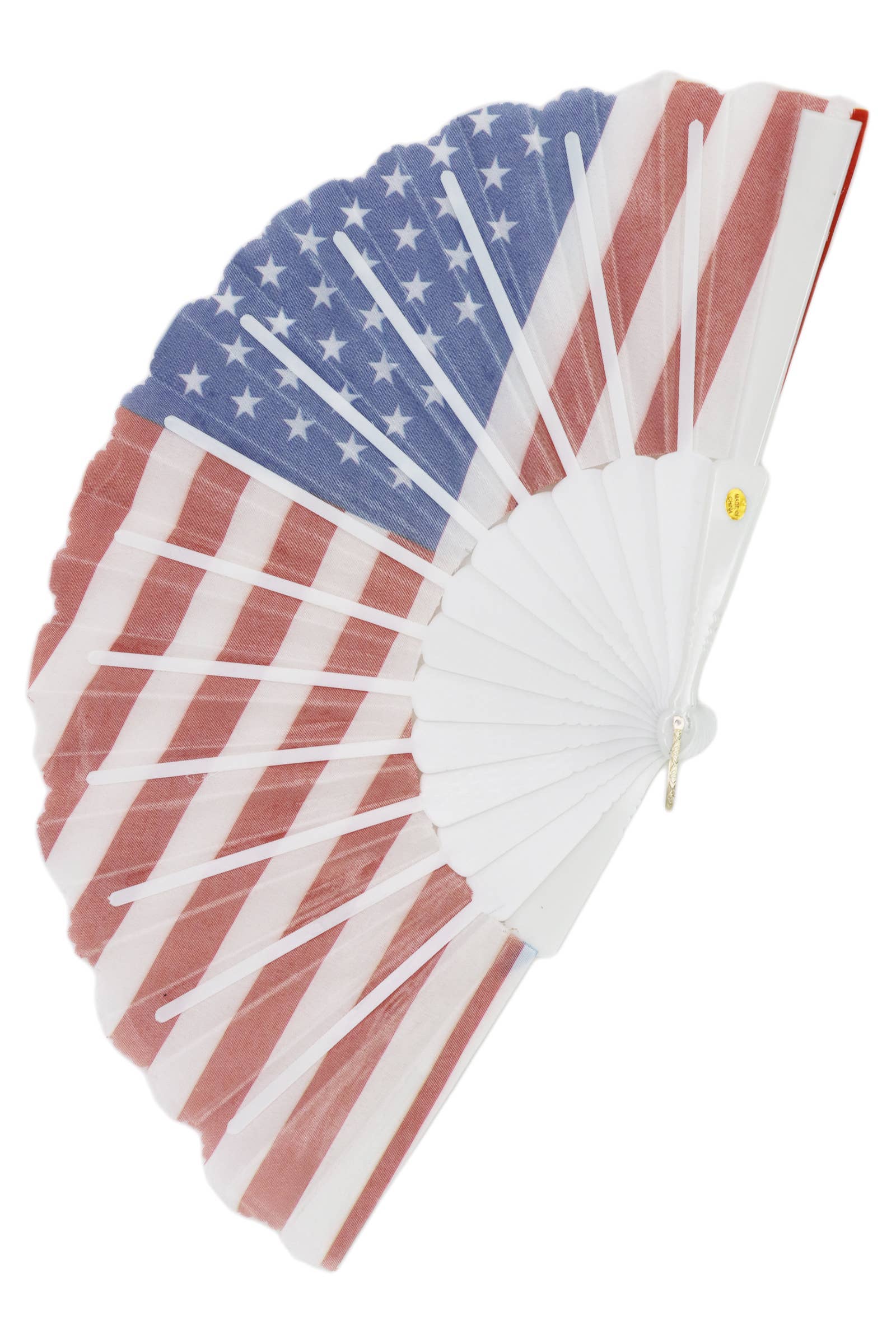 AS SHOWN American Flag White Frame Handheld Folding Fan for wholesale on Faire1