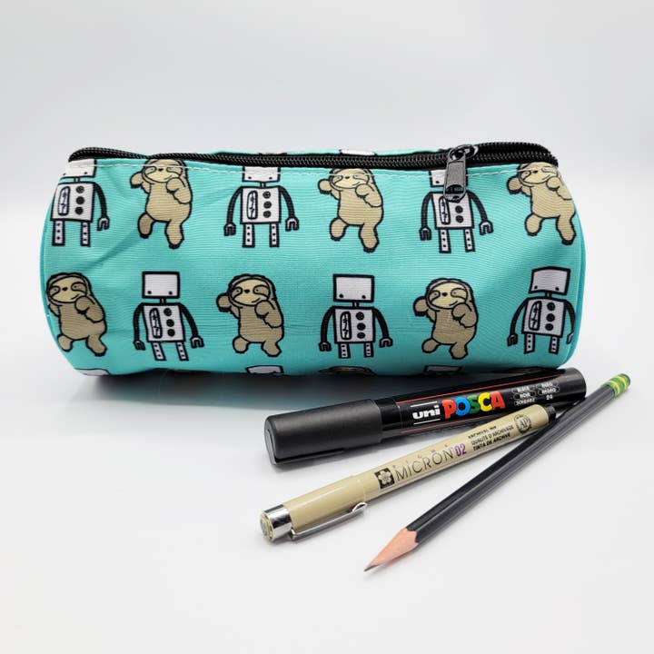 Robot vs Sloth Pencil Case for wholesale by La Ru