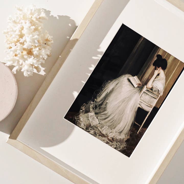 Sugar & Canvas - Wholesale Kunstprint - Europese vintage rustiek meisje dat portretprint leest VP632