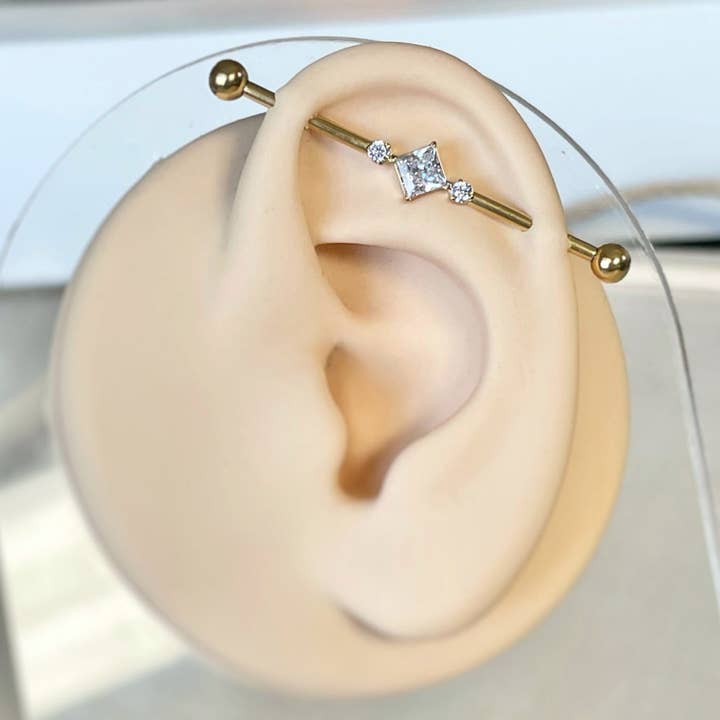 Elara Body Jewelry - Wholesale Single Earring - Titanium Internally Threaded Industrial Piercing (14G | 38mm | Titanium | Gold, Silver or Black)
