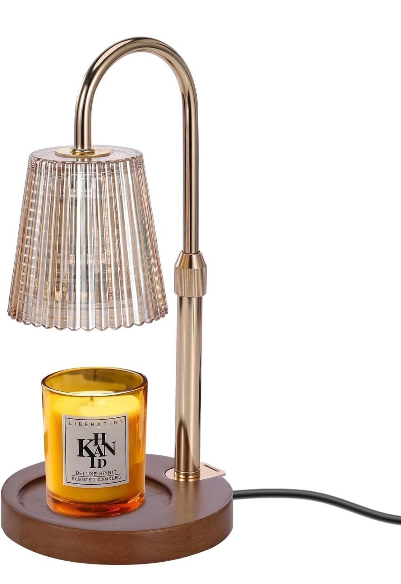 Wick-ed Wax Candles - Vente Diffuseur de parfum chauffant - Lampe à bougie réglable finition laiton - Abat-jour en verre1