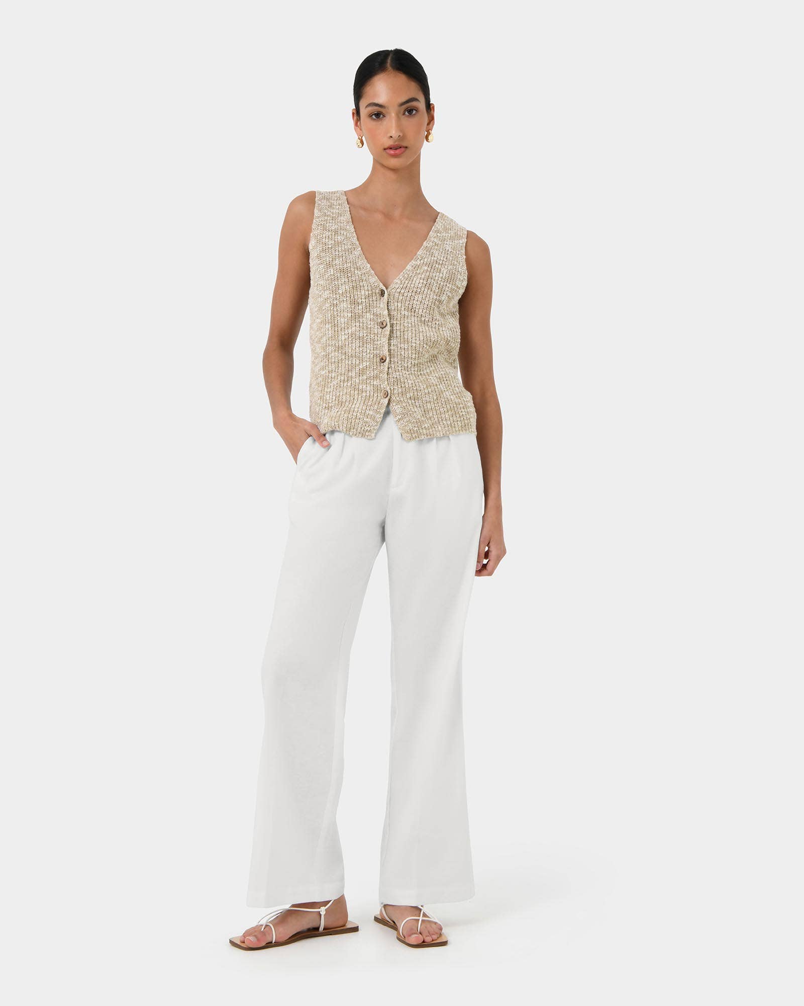 Sand Multi Forcast Women's Judith Knit Vest for wholesale on Faire