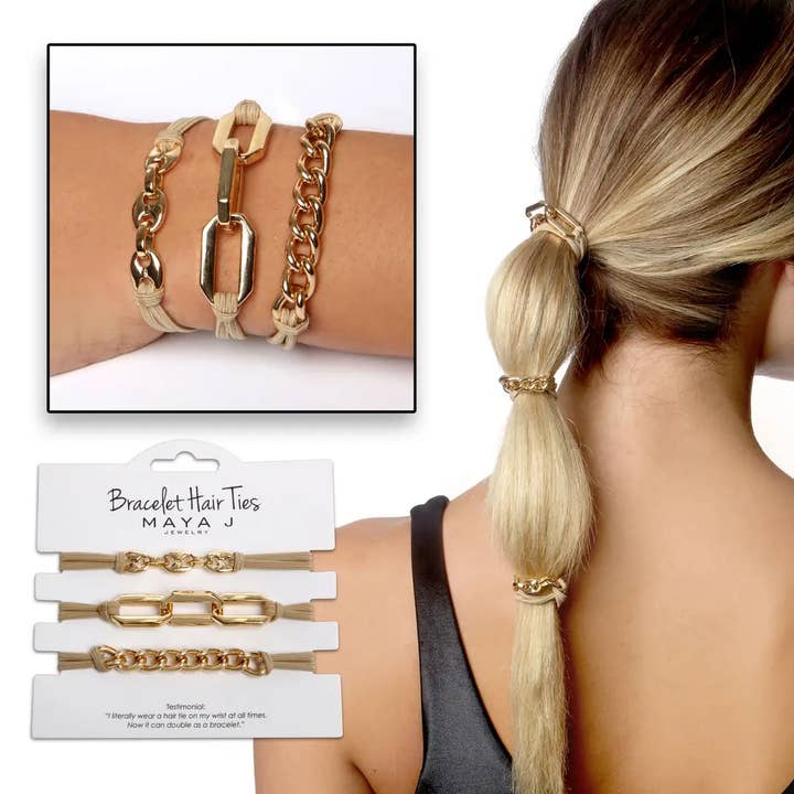 Maya J - Wholesale Hair Tie - 2-in-1 Bracelet Hair Tie Sets - Beach - Full Display
