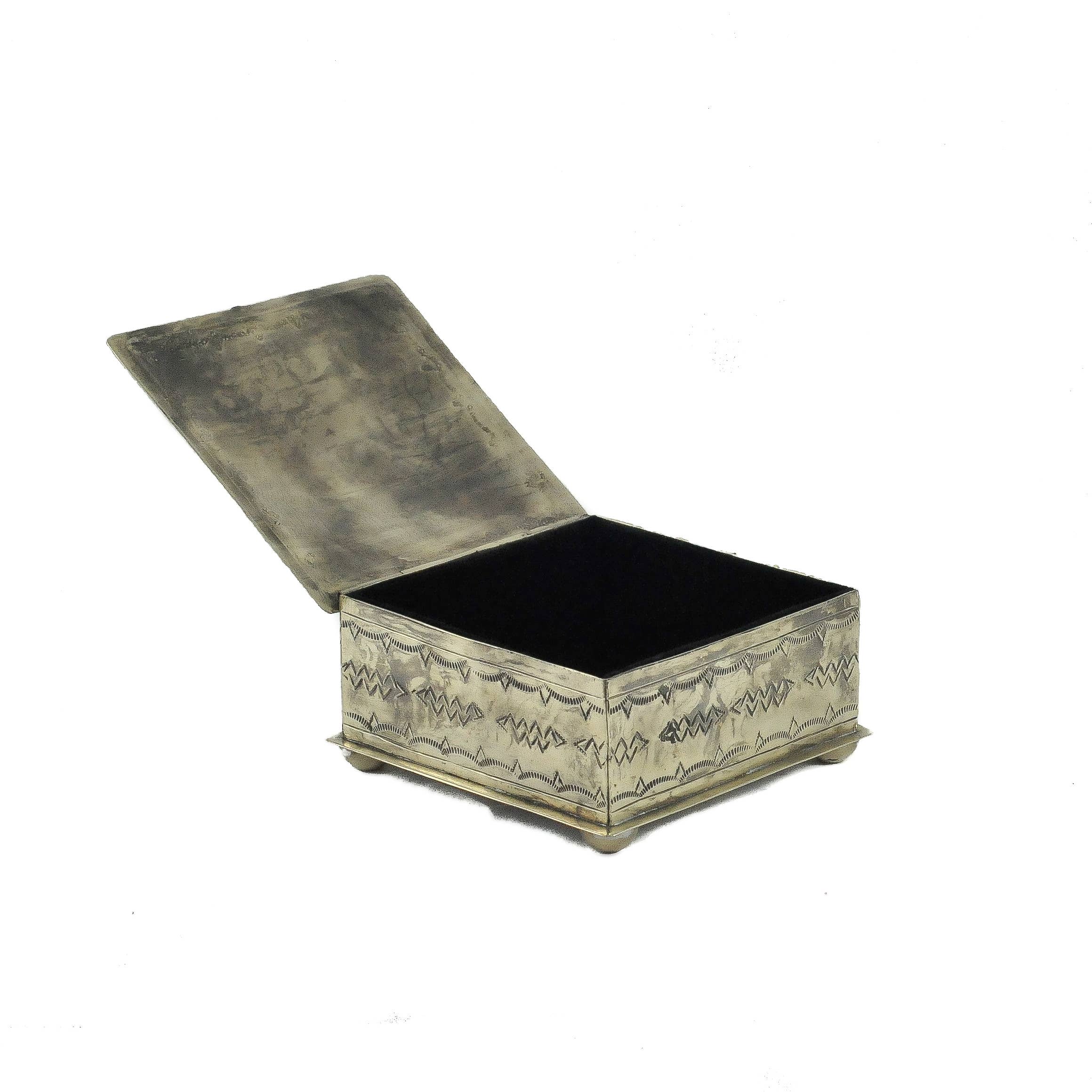 J.Alexander Rustic Silver - Venta al por mayor Cajas decorativas - WJA-105-T SQ. CAJA CON TURQUESA PEQUEÑA. LOSA2