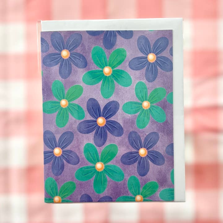 Purple and Teal Flowers Everyday Card for wholesale by club daydream