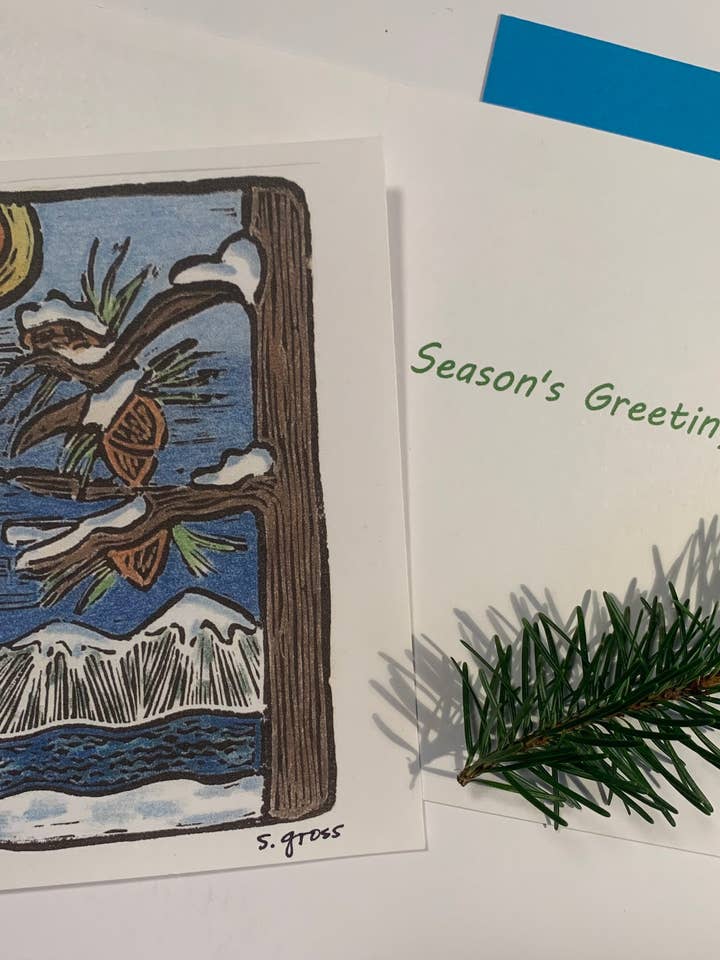 Cartes de vœux | Carte de scène hivernale | Cartes de Noël pour la vente par Sue Gross Design Studio