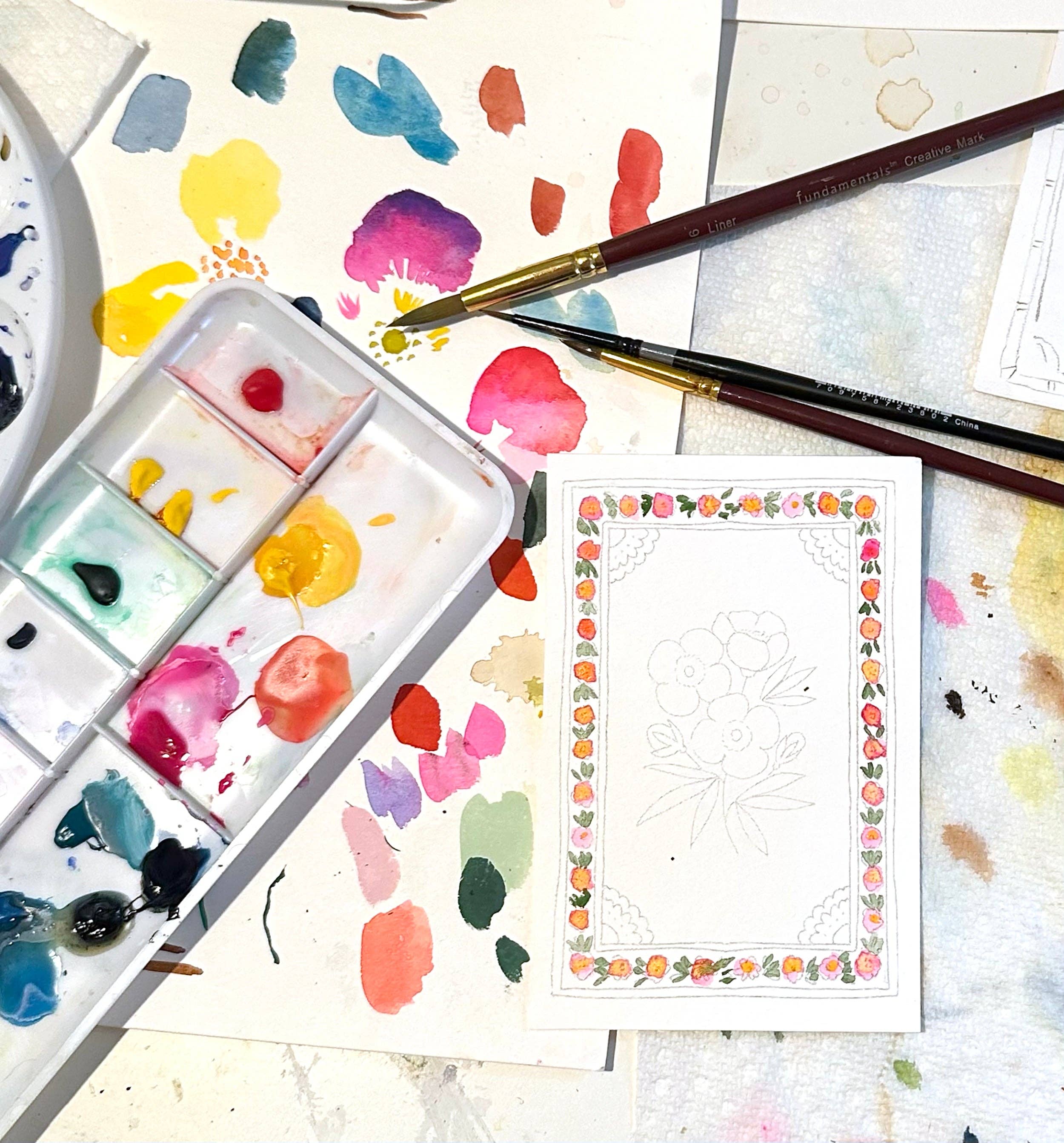 Antiquaria - Wholesale DIY Craft Kit - Mini Watercolor Painting Kit: Flowers4