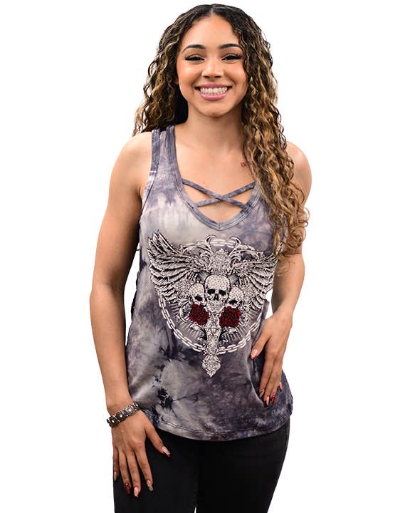 Liberty Wear Apparel - Wholesale Tank Top - Women's - 7721 Chain Link Skulls