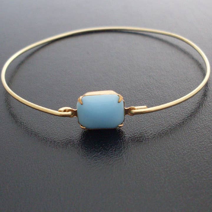 Turquoise Glass Stone Bangle Bracelet for wholesale by Frosted Willow