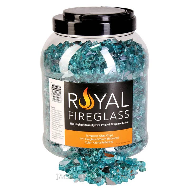 1/4 in. Fireglass in Jar - Azuria Reflective (4 Jars / Case) for wholesale by Jackson Pottery