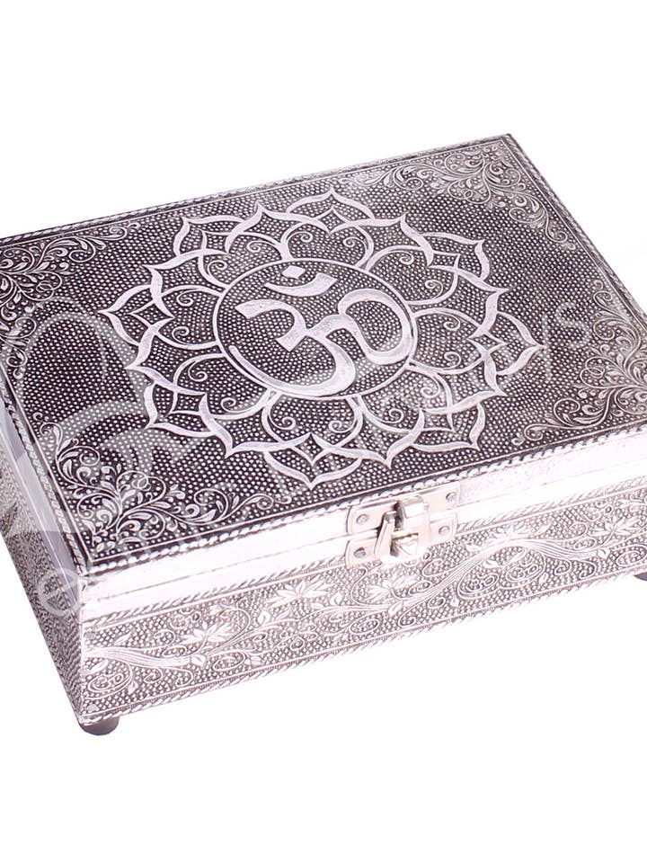 (PC)BOX - METAL OM IN LOTUS 5 X 7" for wholesale by Oceanic Linkways Inc