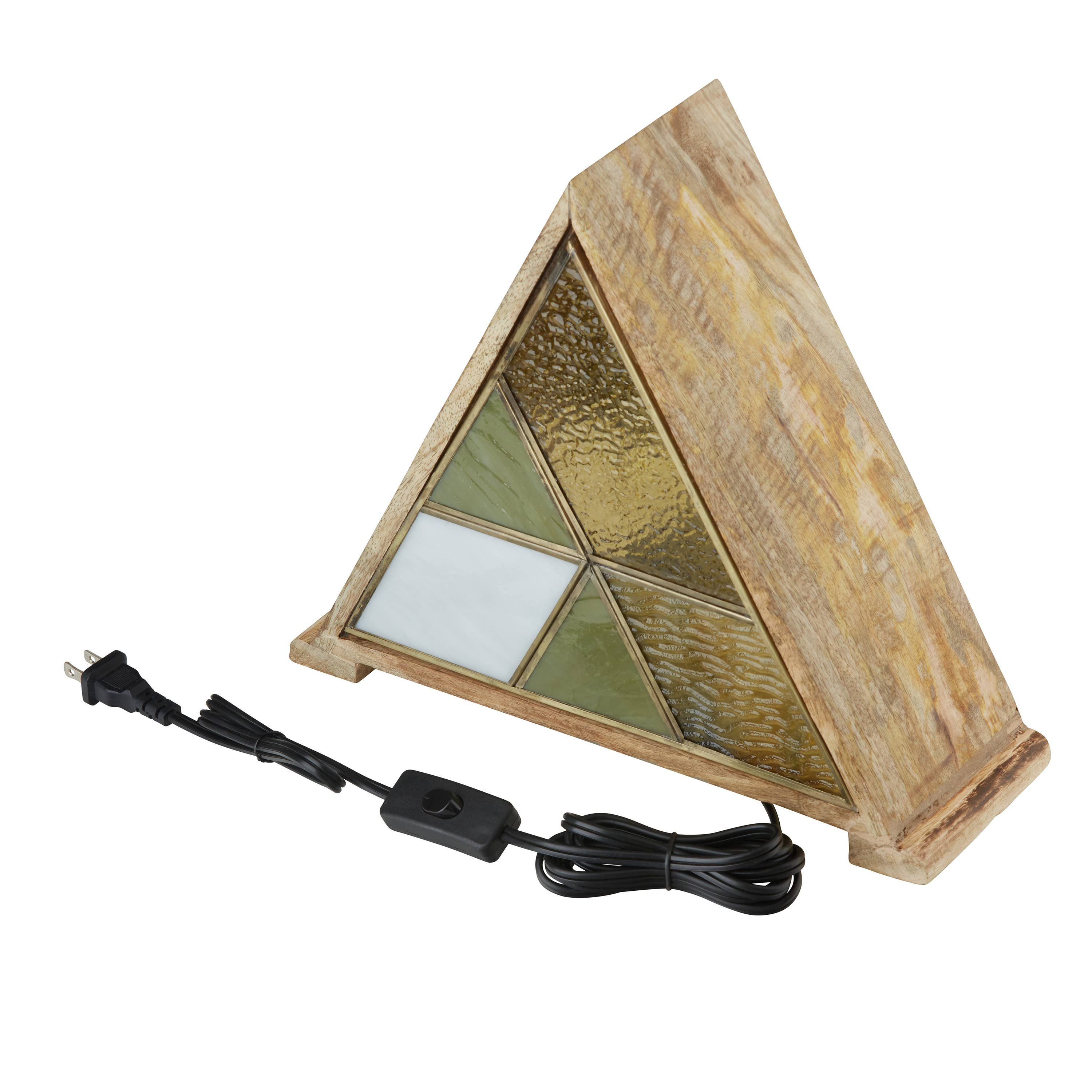River of Goods - Wholesale Accent/Desk Lamp - 11"H Stained Glass Triangle Shade Wood Base Accent Lamp21