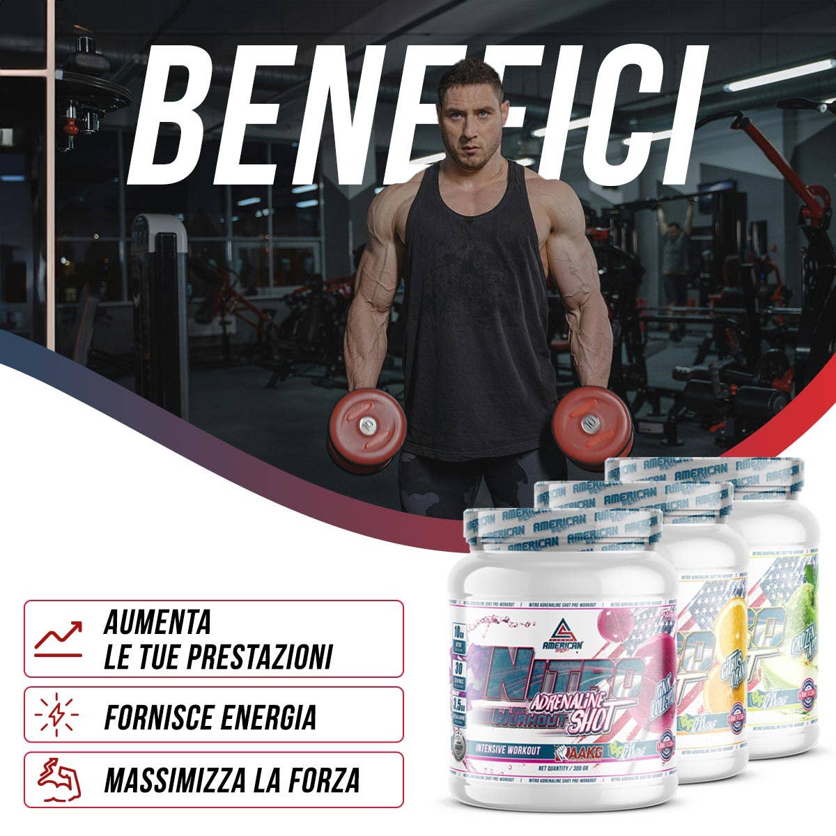 AMERICAN SUPLEMENT S.L. - Venta al por mayor Suplementos/vitaminas para beber - American Suplement Nitro Adrenaline Shot Pre-Work Out 300 gr12