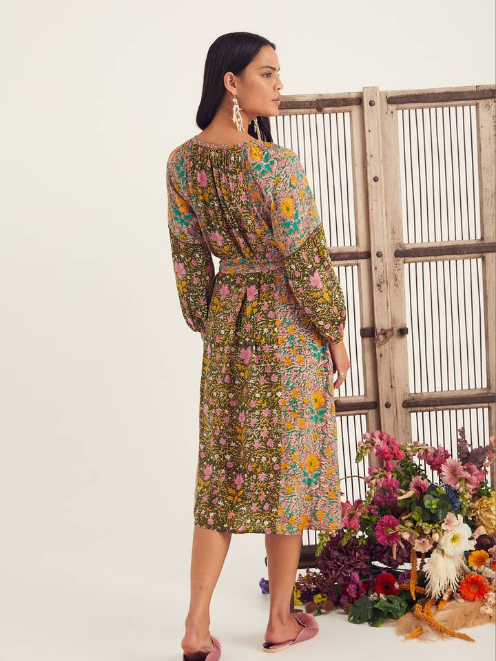 TICI DRESS - MULTI VICTORIAN PRINT for wholesale by Kopal