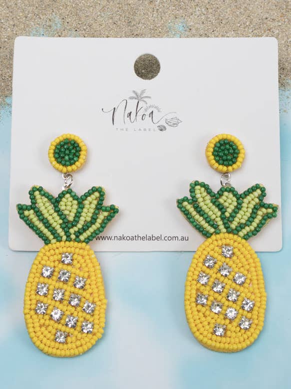 Pineapple Beaded Earrings for wholesale by Nakoa The Label