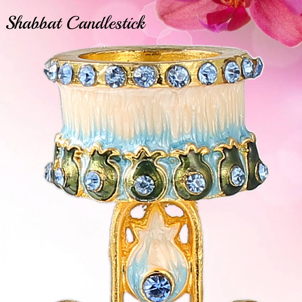 Matashi - Venta al por mayor Candelabros - Candelabro de Shabat, Hamsa pintado a mano con estrella de David3