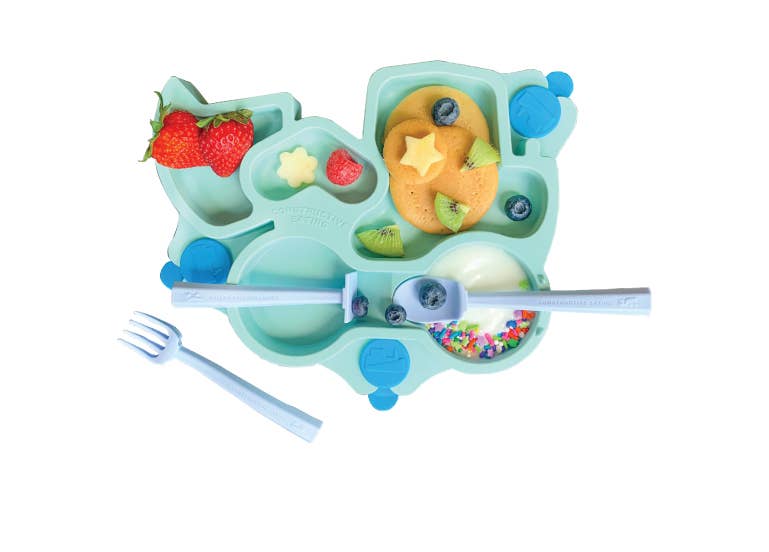 Constructive Eating - Venta al por mayor Plato grande - Niños y bebés - Placa de succión para camiones y utensilios de entrenamiento13