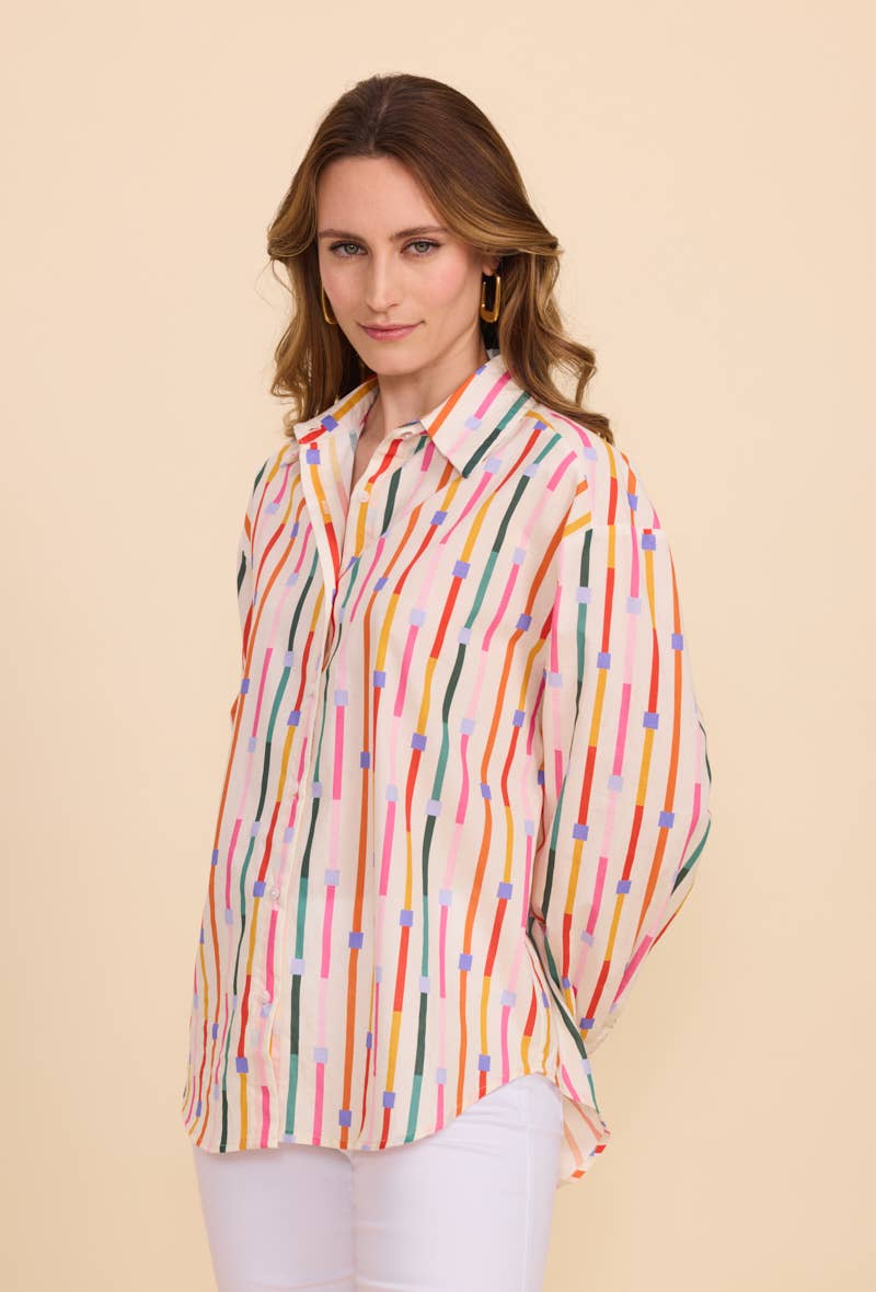 Beige Printed cotton shirt for wholesale on Faire0