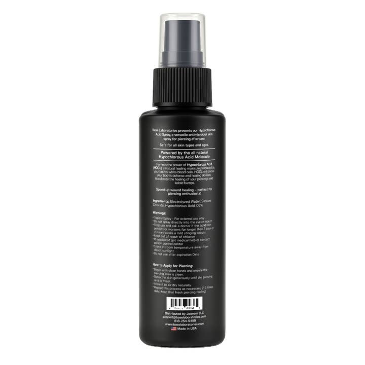 Base Laboratories – Großhandel Spray/Creme zur Schmerzlinderung – Piercing-Nachpflegespray PRO - Kochsalzlösung + Hypochlorsäure5