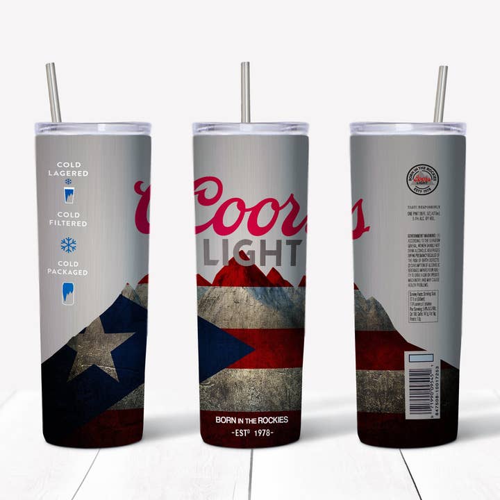 Gobelet droit Coors, drapeau portoricain, 20 oz pour la vente par Rustic Pineapple