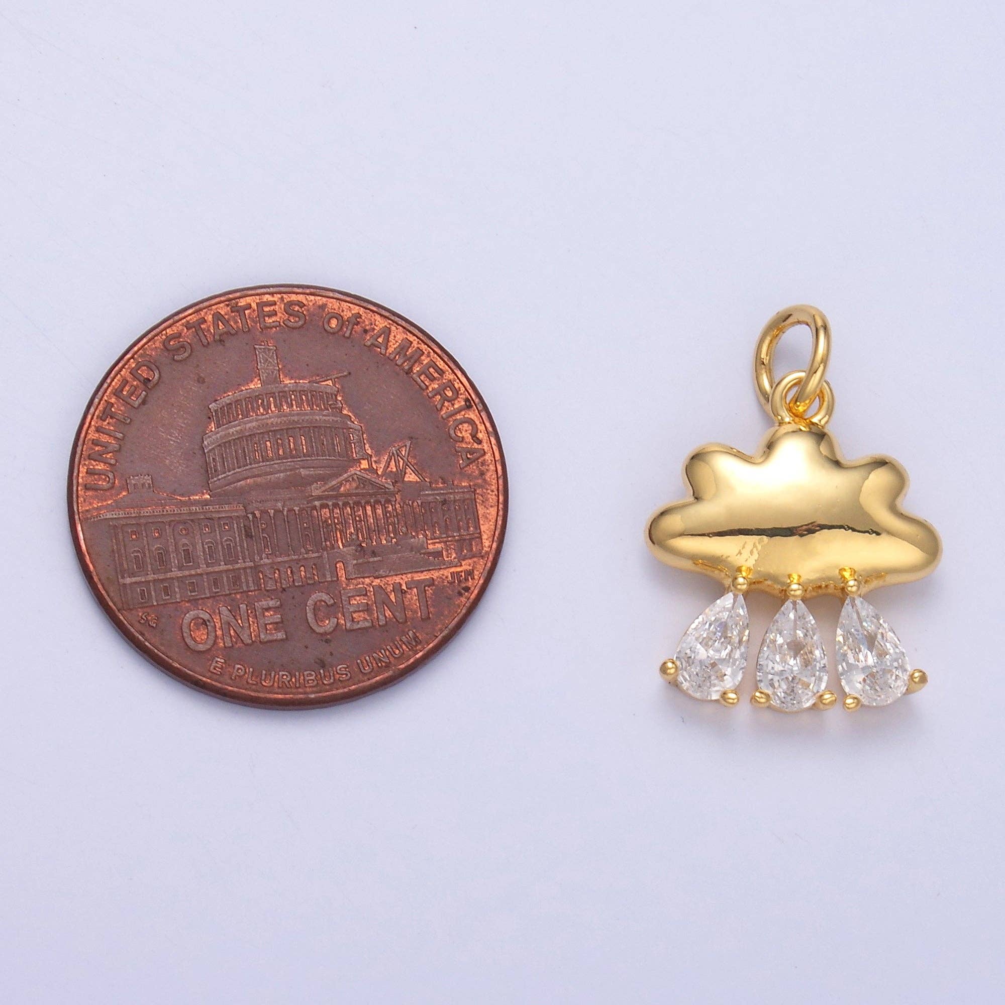 Aim Eternal - Wholesale Individual Charm/Pendant - 24K Gold Filled Triple Raindrop CZ Cloud Charm in Gold & Silver | C0576