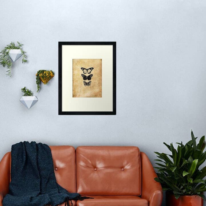 Kaleigh Day Art - Vente Affiche d'art - Impression murale de papillons anciens | Affiche de taxidermie de papillon | Illustration de ligne de papillons monarques | Décor d'insectes noirs et blancs de l'époque victorienne |2