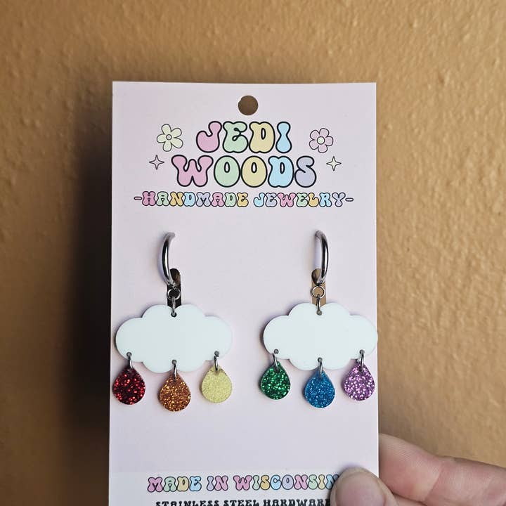 Pendientes de Nube con Gotas de Brillo para venta al por mayor de Jedi Woods LLC