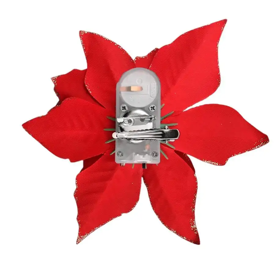 Blinkee.com, LLC - Wholesale Hair Clip - Women's - Light Up Christmas Red Poinsettia Hair Clip4