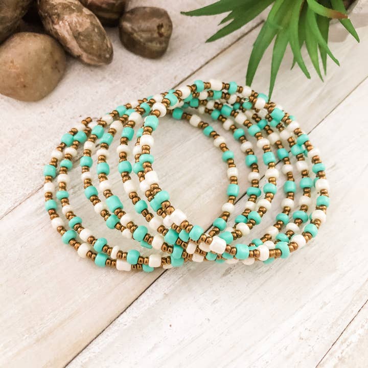 Maria Wrap Bracelet - Seafoam/Cream for wholesale by Costa Sierra