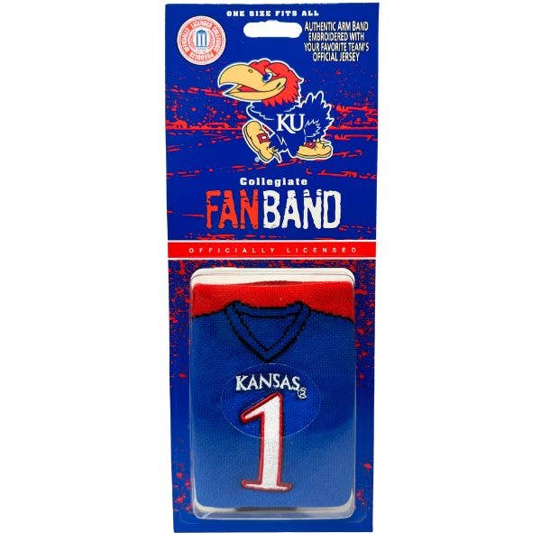 Kansas Jayhawks Embroidered Arm Band - The Team Sweat Band for wholesale by St. Louis Wholesale LLC