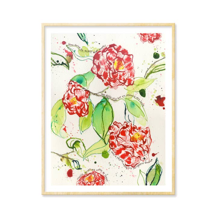 Kunstdruk van Zuidelijke Camelia's voor wholesale door Tamara Garvey Illustration