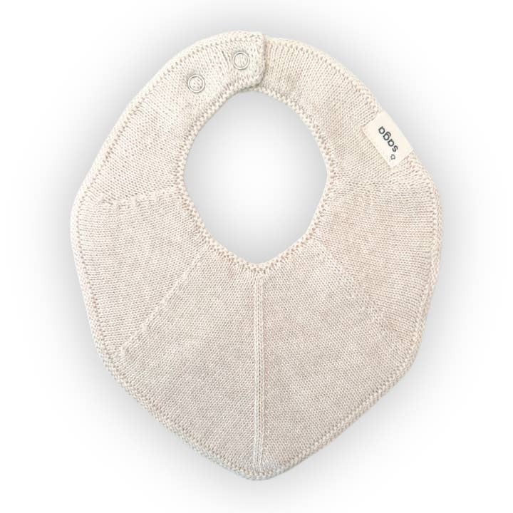 Knitted Baby Bib - Organic Cotton - Ivory - Adjustable for wholesale by Saga Copenhagen