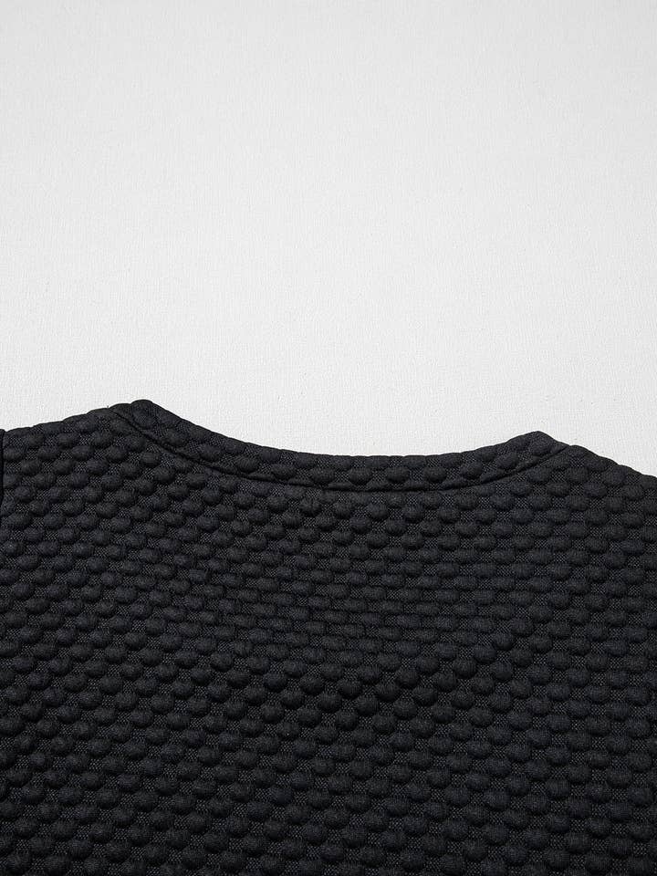 Black Textured Cap Sleeve T-shirt Shift Mini Dress for wholesale on Faire13