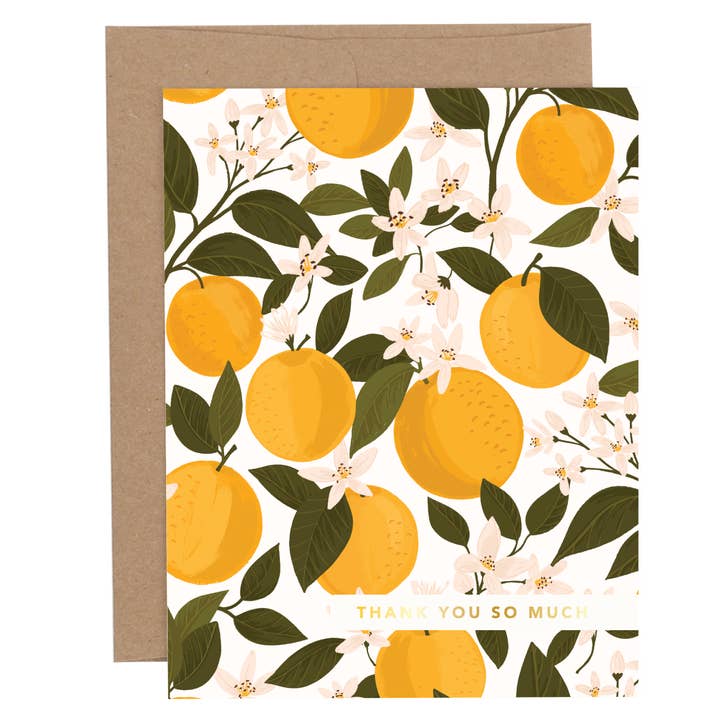 Thank You So Much Ribbon Orange Greeting Card for wholesale by Paper Farm Press